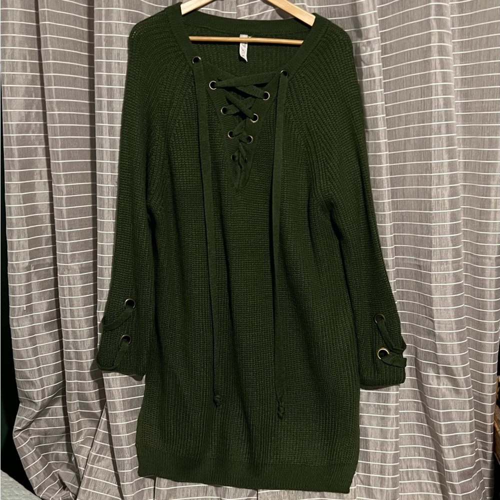 Love 2XL Forest Green Sweater Dress